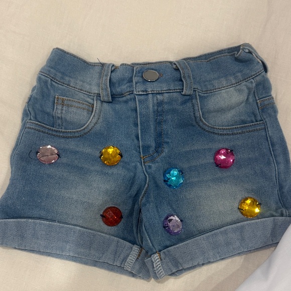 Lola and the Bous White beaded rainbow dress and Denim shorts - Picture 6 of 7